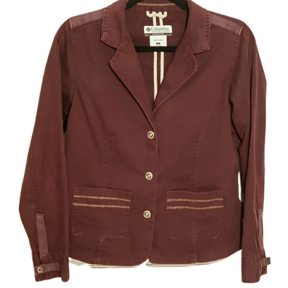 Columbia 3 Button Blazer Burgundy Jacket Outdoors Women's Size Small
